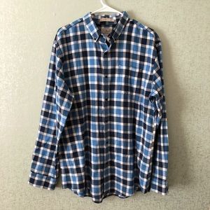 LL Bean Slightly Fitted Blue Plaid Flannel